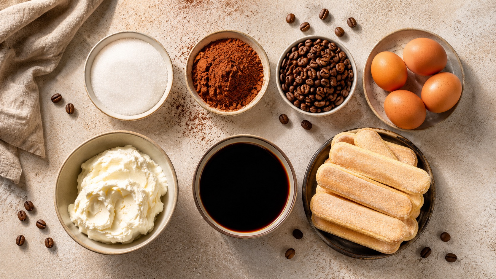 Mascarpone, savoiardi, uova, caffè e cacao per il Tiramisù della Sosteria