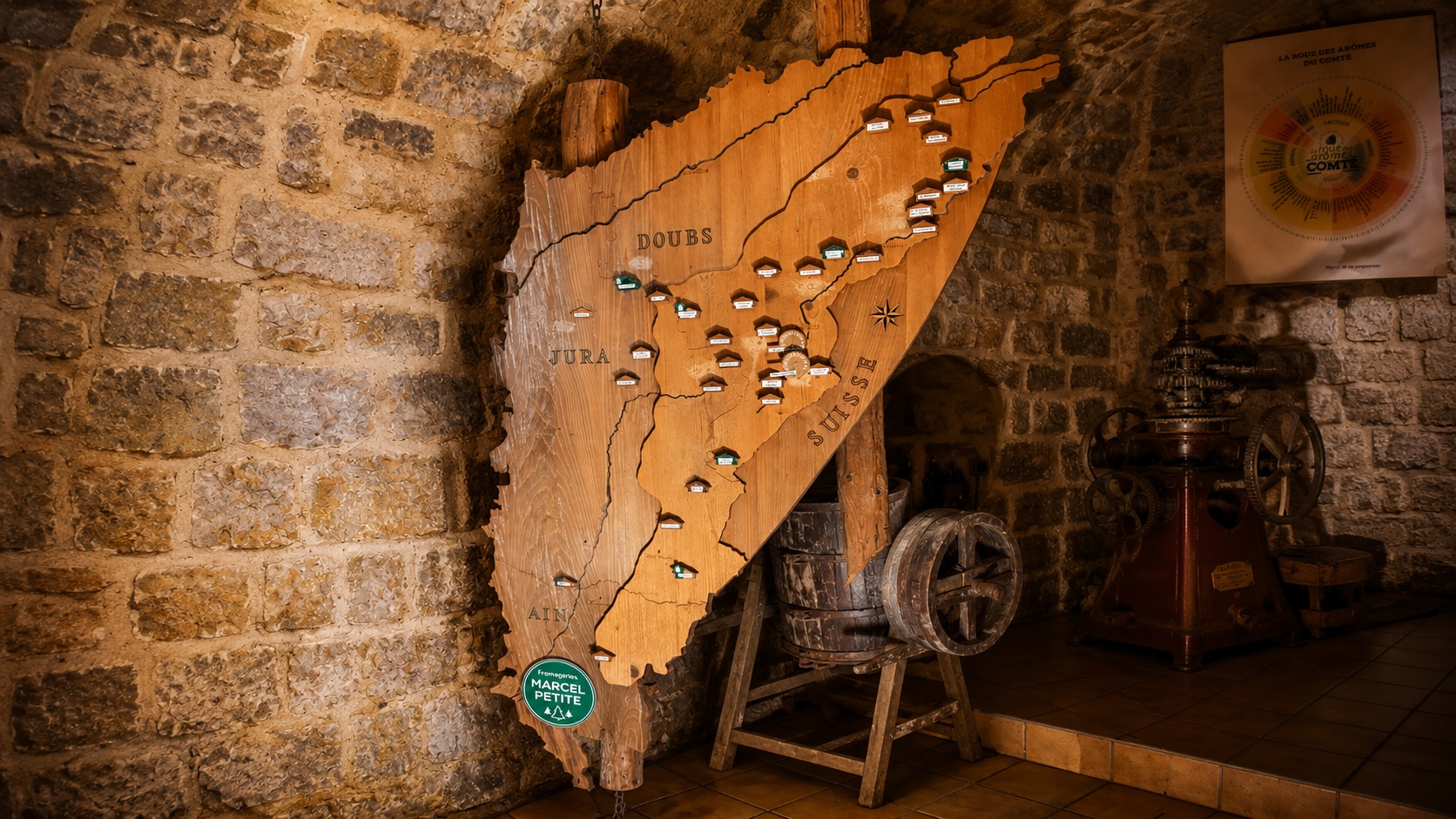 Mappa delle fruitières e del territorio nelle cave Marcel Petite