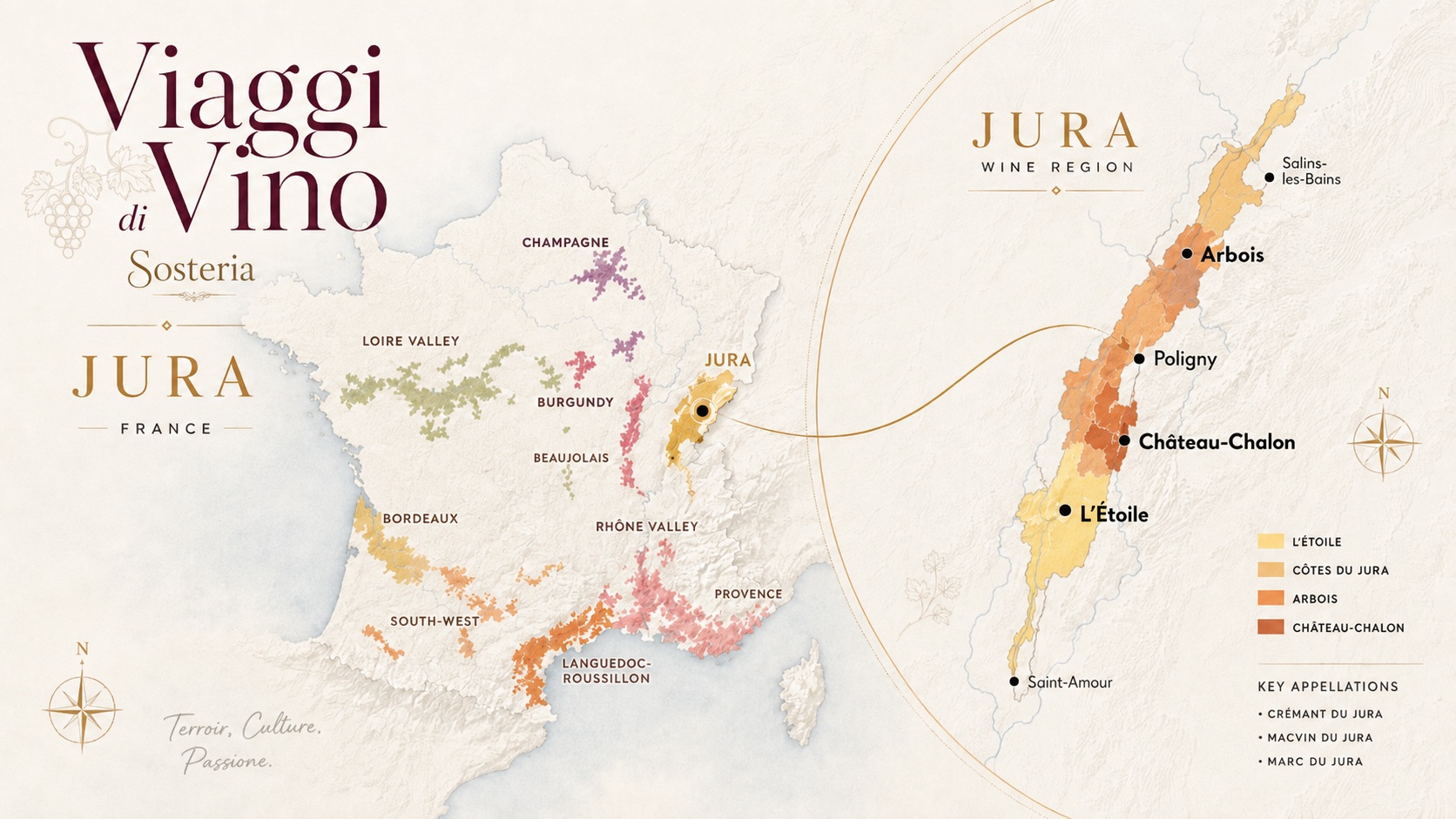 Mappa del percorso tra i vigneti del Jura